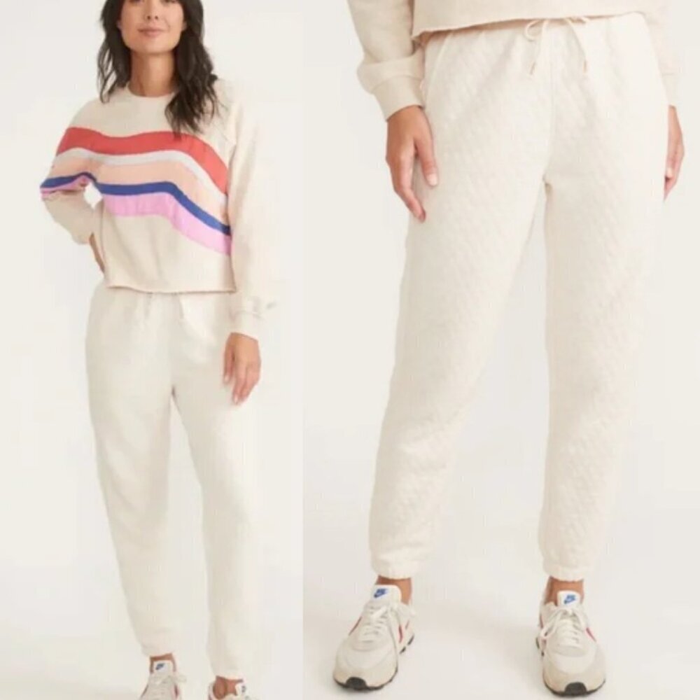 Marine Layer Women's Corbet Quilted Jogger Cream Size S 26559